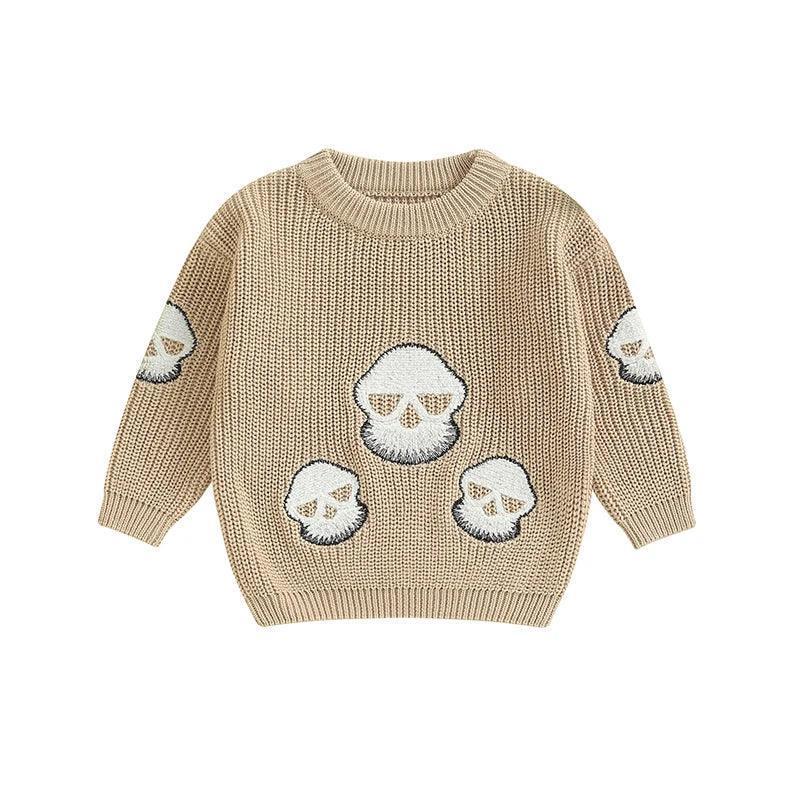 ghost + skull knit kids crew sweater - basil boutique