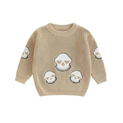 ghost + skull knit kids crew sweater - basil boutique