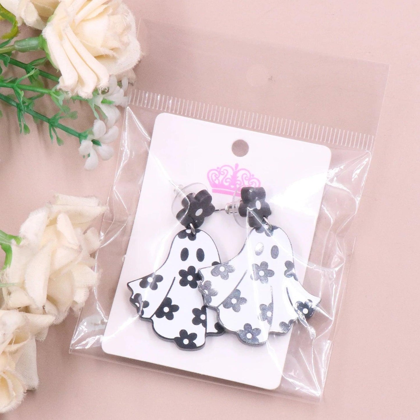 ghostly flower power earrings - basil boutique