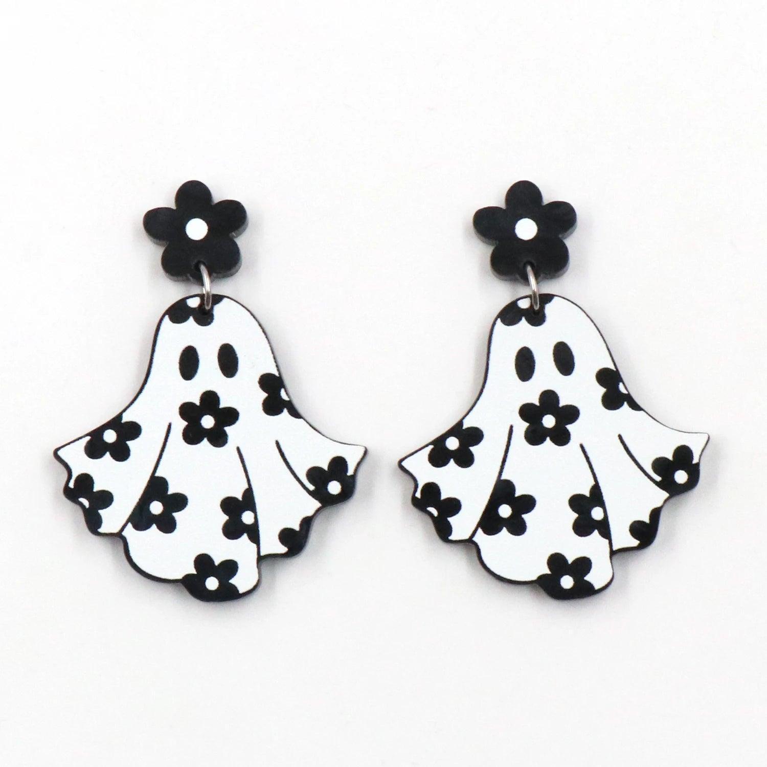 ghostly flower power earrings - basil boutique