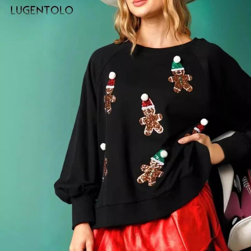 gingerbread man crew sweater - basil boutique