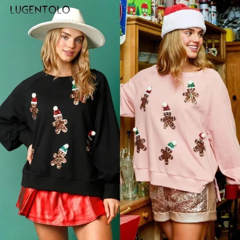 gingerbread man crew sweater - basil boutique