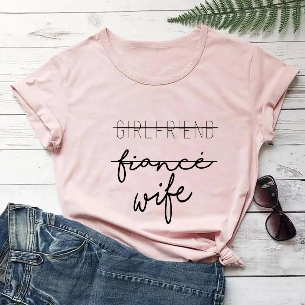 Girlfriend Fiance Wife Engagement Shirt New Arrival 100%Cotton High Quality T Shirt Fiance Shirt Bachelorette Party Tee DropShip - basil boutique