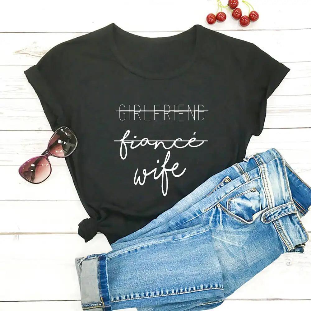 Girlfriend Fiance Wife Engagement Shirt New Arrival 100%Cotton High Quality T Shirt Fiance Shirt Bachelorette Party Tee DropShip - basil boutique