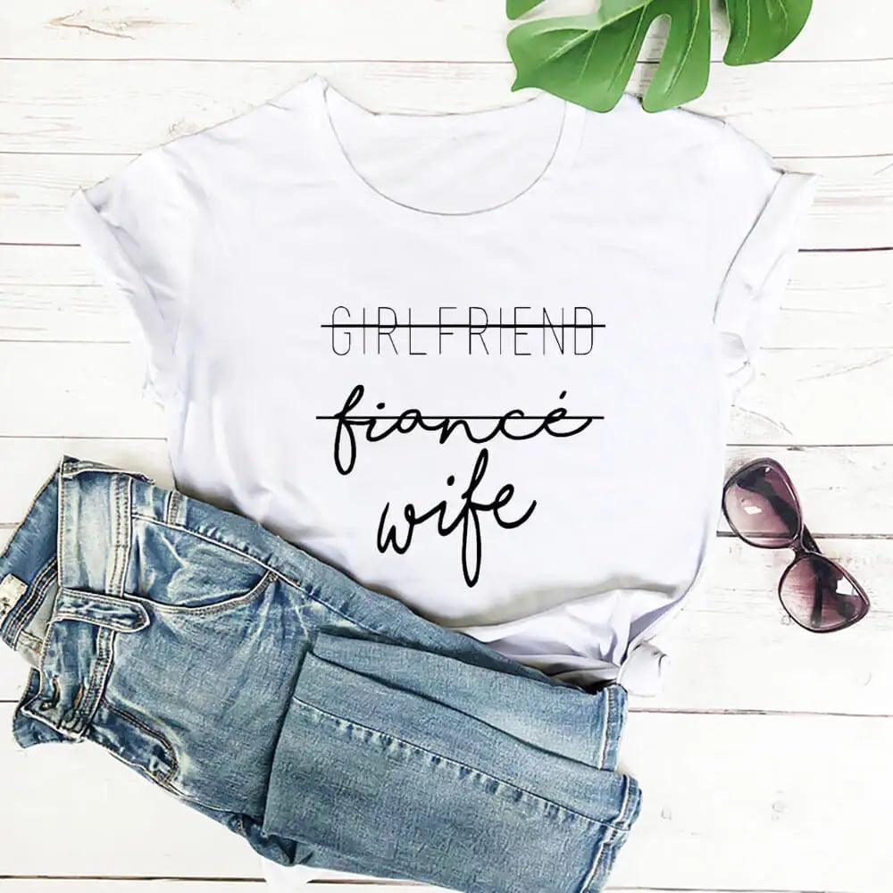 Girlfriend Fiance Wife Engagement Shirt New Arrival 100%Cotton High Quality T Shirt Fiance Shirt Bachelorette Party Tee DropShip - basil boutique