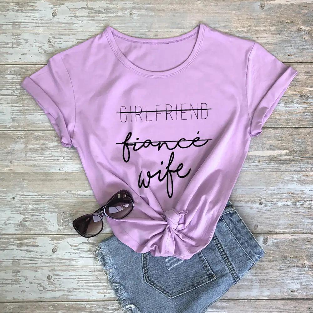 Girlfriend Fiance Wife Engagement Shirt New Arrival 100%Cotton High Quality T Shirt Fiance Shirt Bachelorette Party Tee DropShip - basil boutique