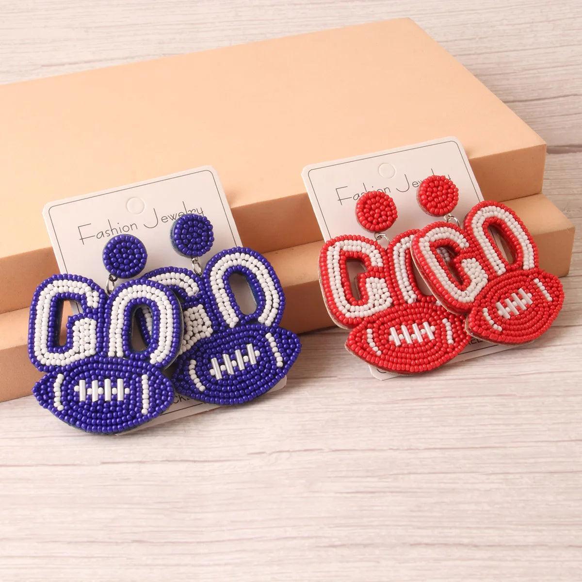 go football beaded earrings - basil boutique