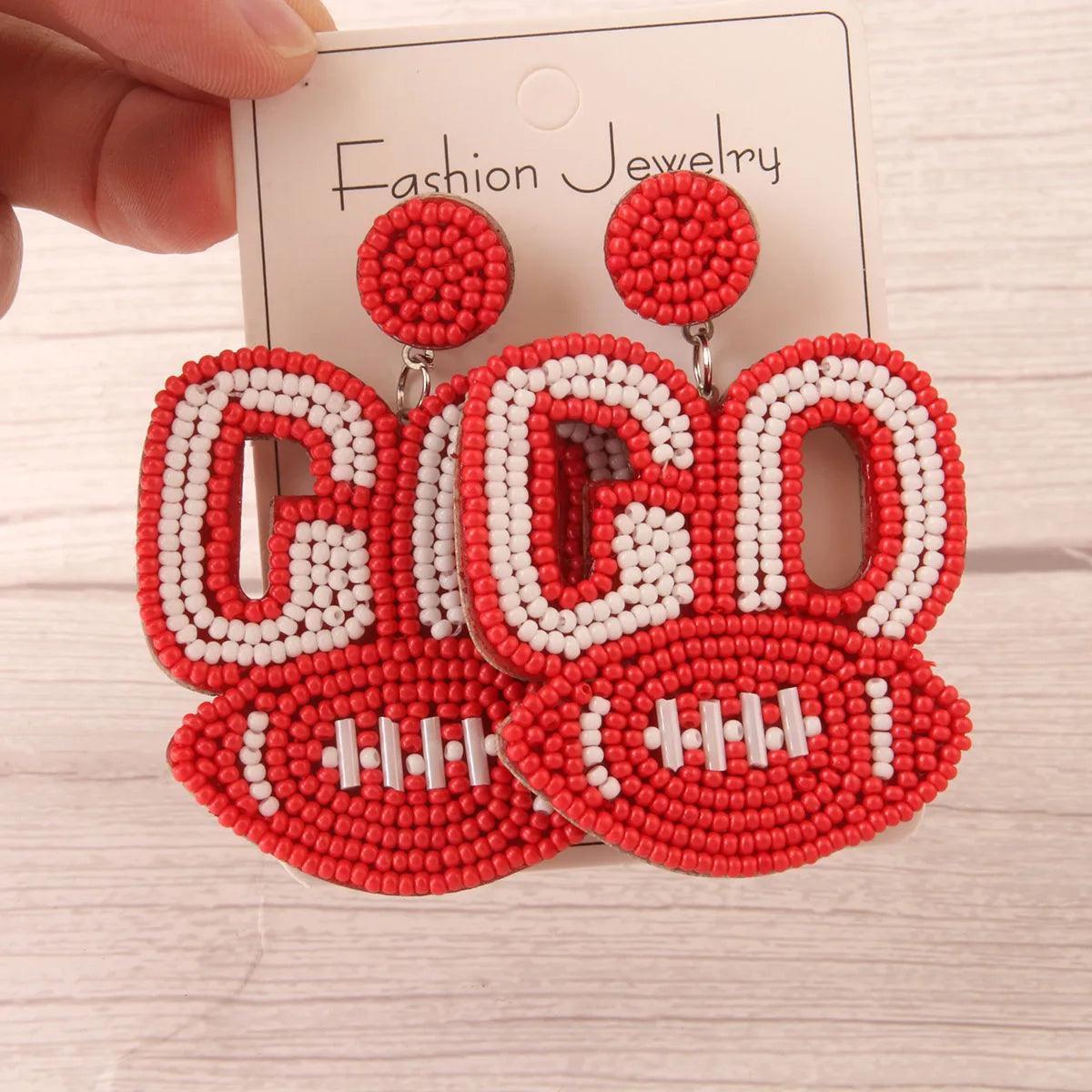 go football beaded earrings - basil boutique