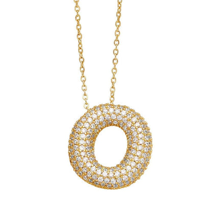 gold rhinestone bubble monogram necklace - basil boutique