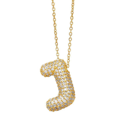 gold rhinestone bubble monogram necklace - basil boutique