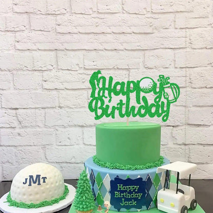 golf happy birthday cake topper - basil boutique