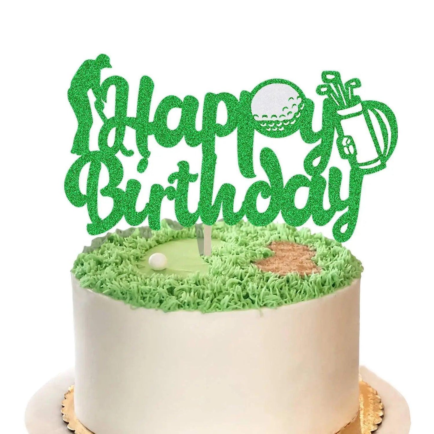 golf happy birthday cake topper - basil boutique