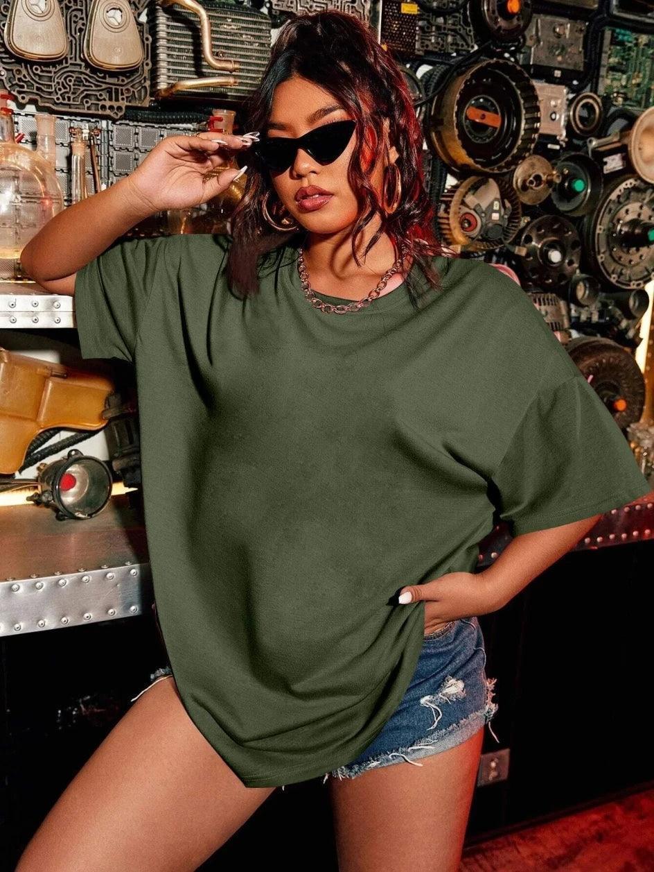 Graphic & Letter Print Crew Neck Women Tshirt Plus Size T Shirt Summer Sport Clothes Breathable Oversize Short Sleeve - basil boutique