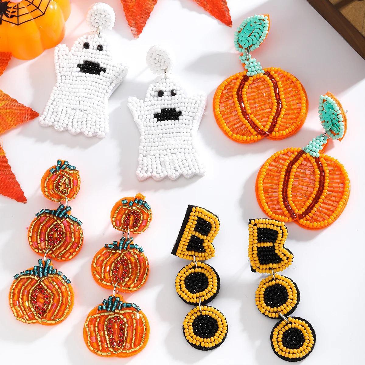 halloween beaded earrings - basil boutique