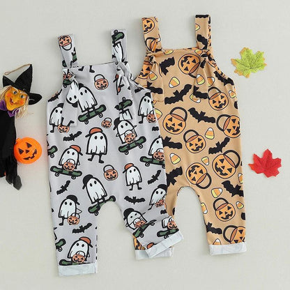 halloween kids overalls - basil boutique