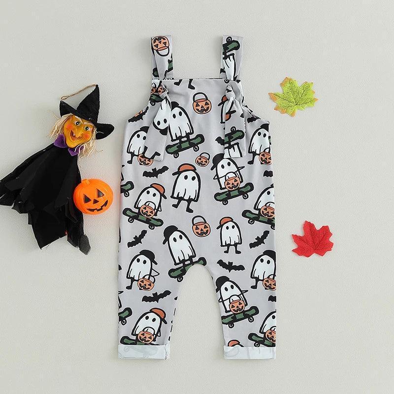 halloween kids overalls - basil boutique