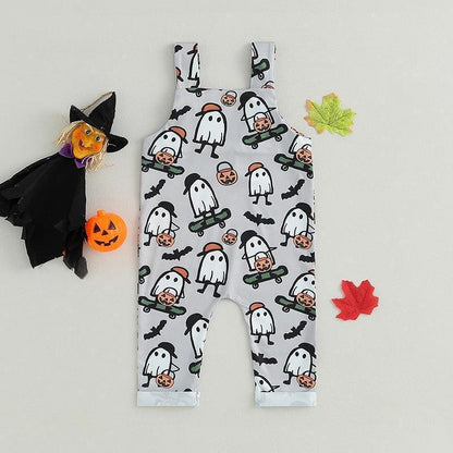 halloween kids overalls - basil boutique