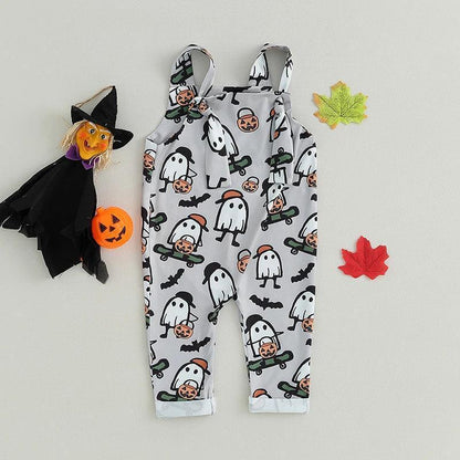 halloween kids overalls - basil boutique