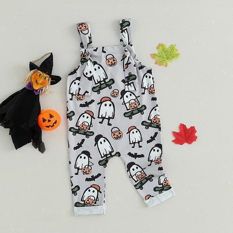 halloween kids overalls - basil boutique