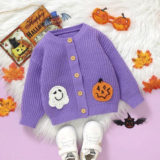 halloween knit kids cardigan - basil boutique