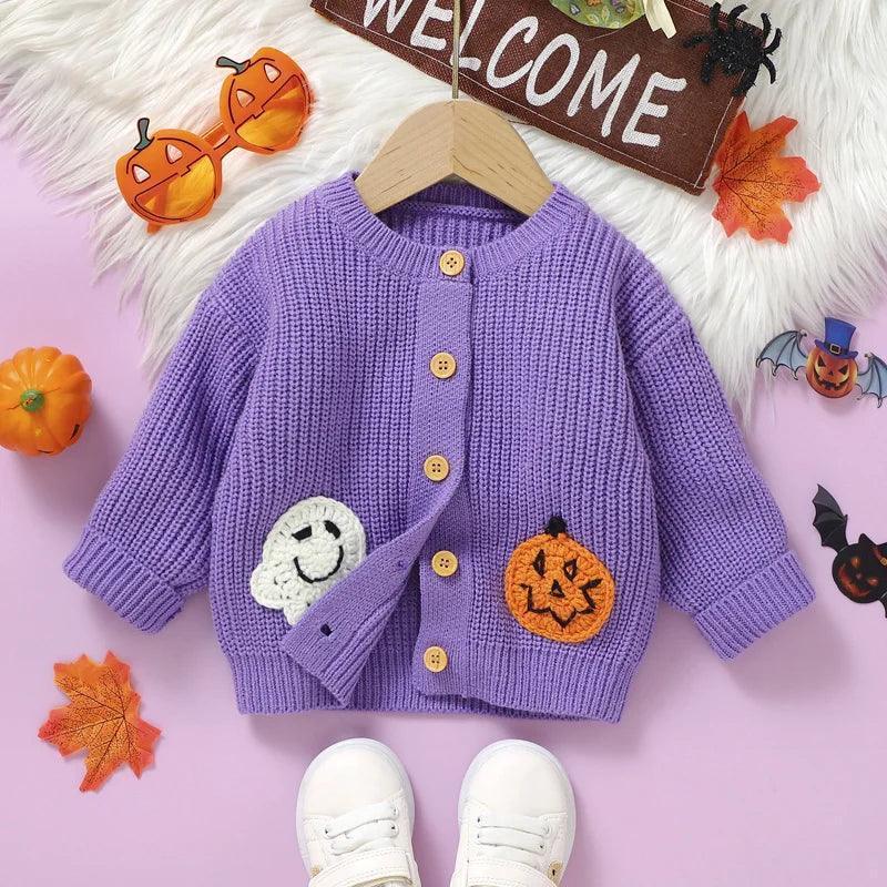 halloween knit kids cardigan - basil boutique