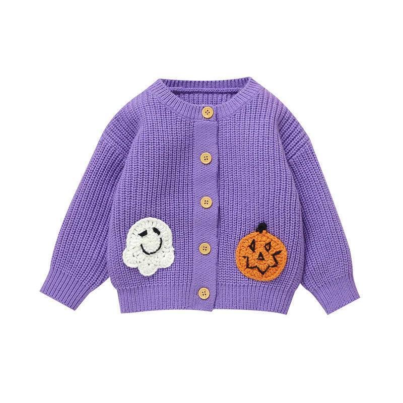 halloween knit kids cardigan - basil boutique