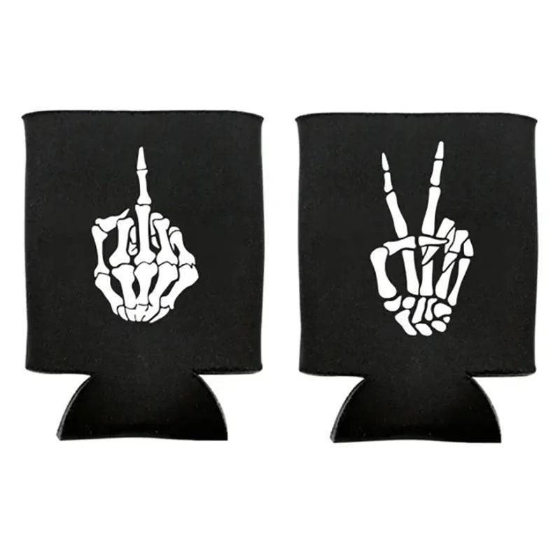 halloween skeleton koozies - basil boutique