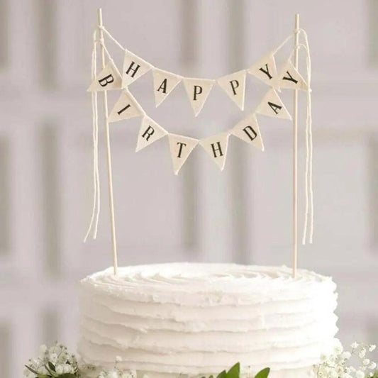 happy birthday flag cake topper - basil boutique