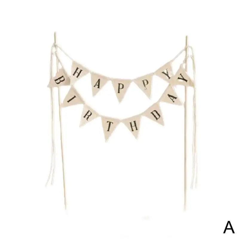 happy birthday flag cake topper - basil boutique