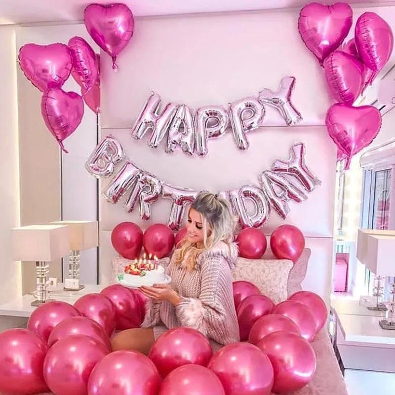 happy birthday foil balloons - basil boutique