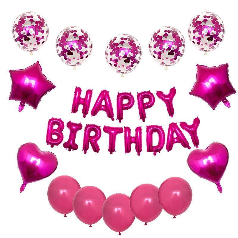 happy birthday foil balloons - basil boutique