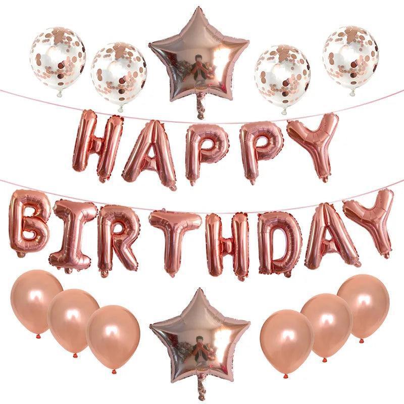 happy birthday foil balloons - basil boutique