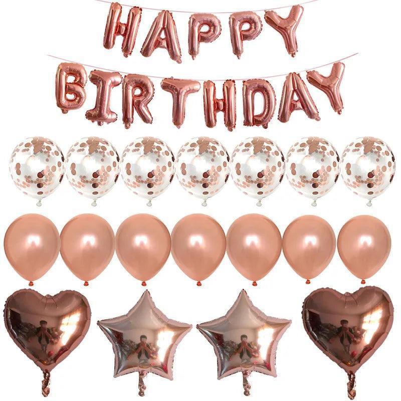 happy birthday foil balloons - basil boutique