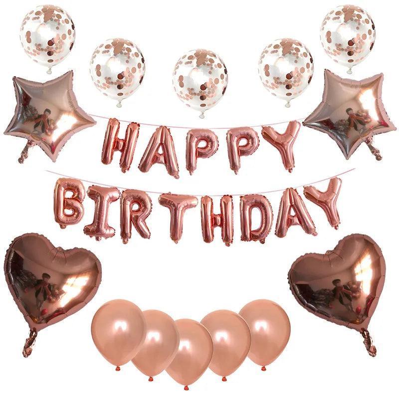 happy birthday foil balloons - basil boutique