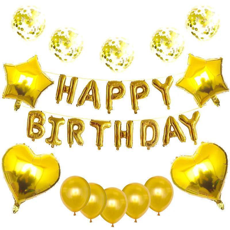 happy birthday foil balloons - basil boutique