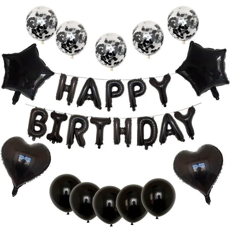 happy birthday foil balloons - basil boutique