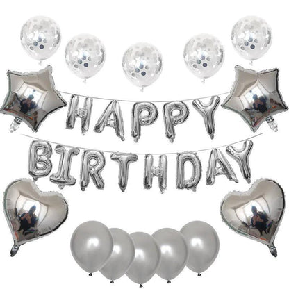 happy birthday foil balloons - basil boutique