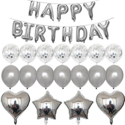 happy birthday foil balloons - basil boutique