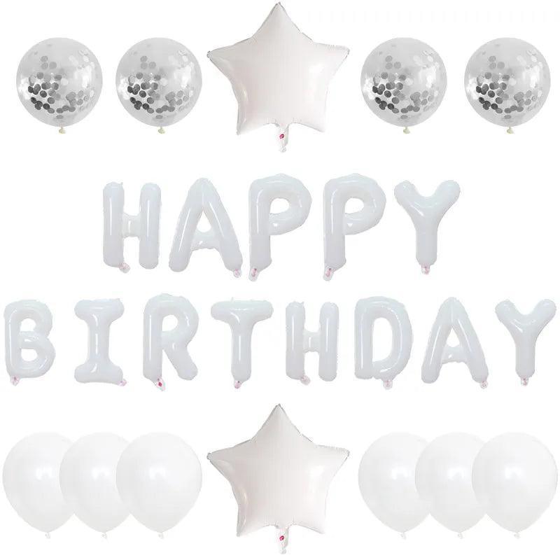 happy birthday foil balloons - basil boutique