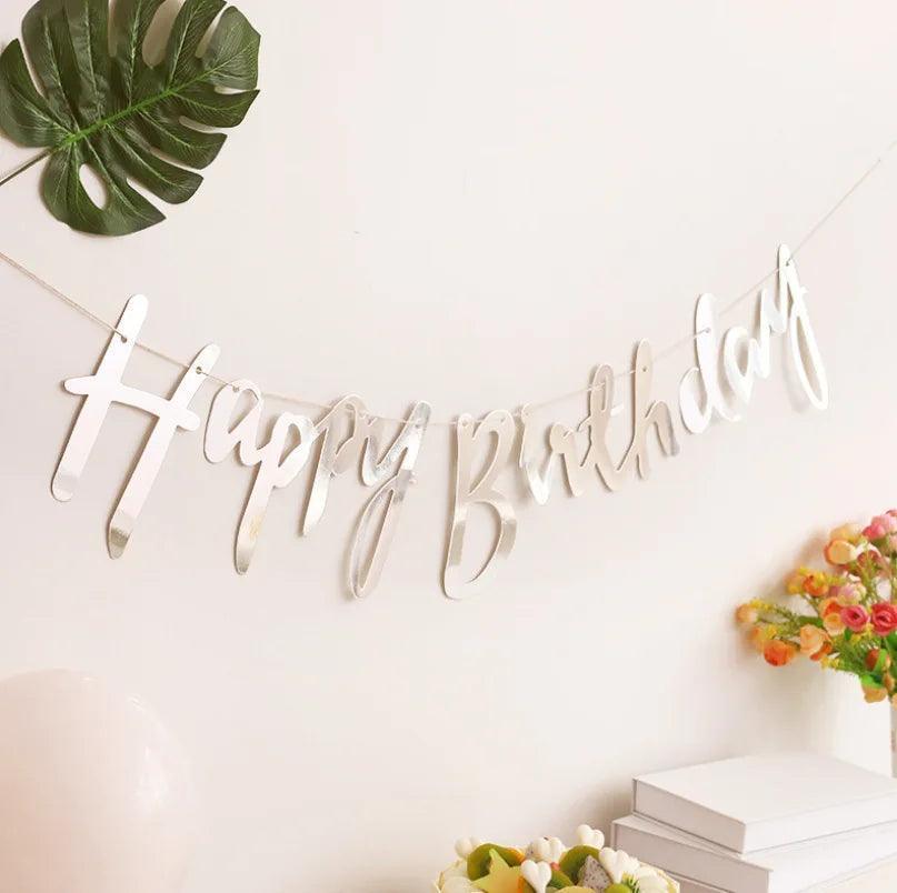 happy birthday foil banners - basil boutique