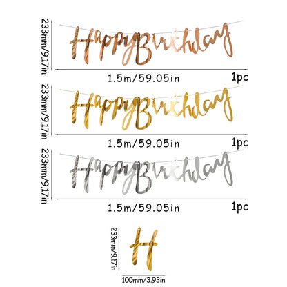 happy birthday foil banners - basil boutique