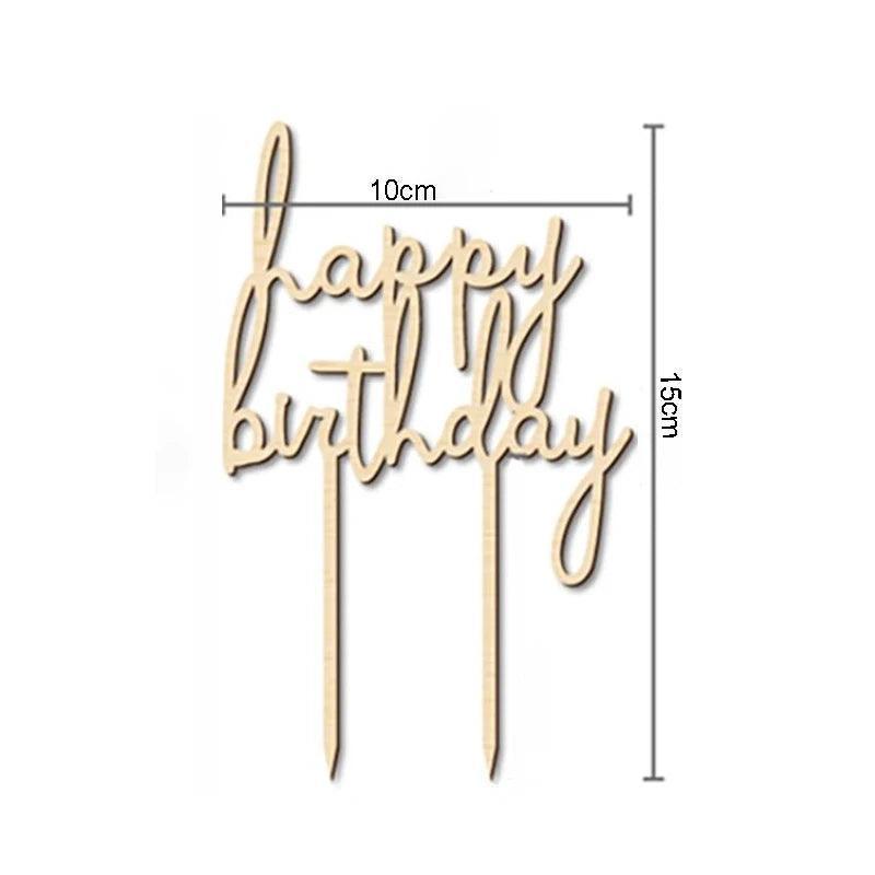 happy birthday wood cake topper - basil boutique