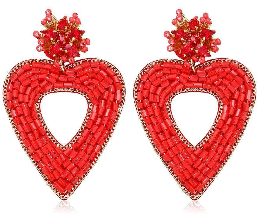 heart beaded earrings - basil boutique