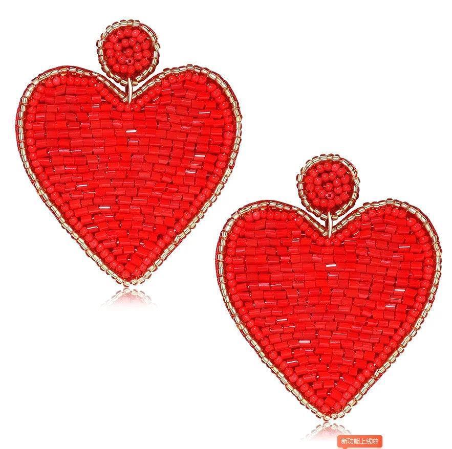 heart beaded earrings - basil boutique