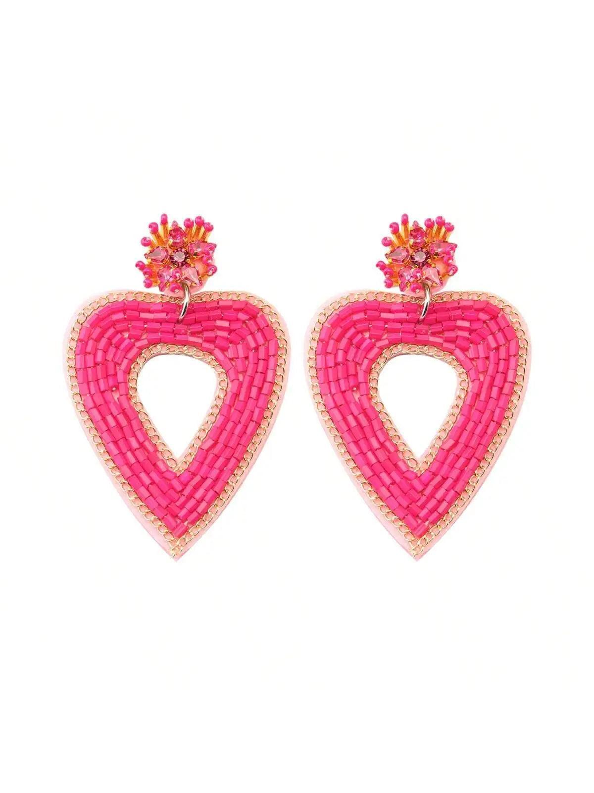 heart beaded earrings - basil boutique