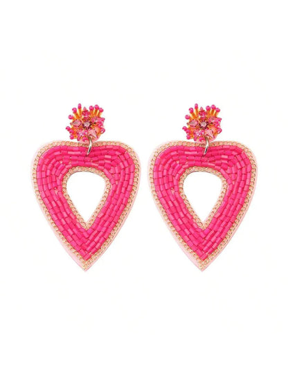 heart beaded earrings - basil boutique