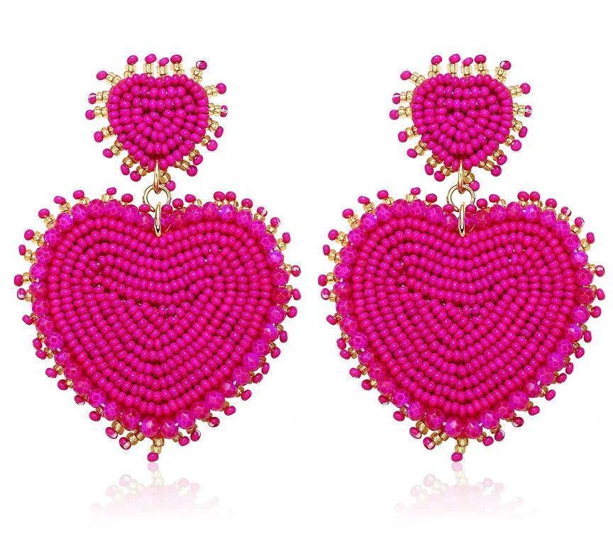 heart beaded earrings - basil boutique