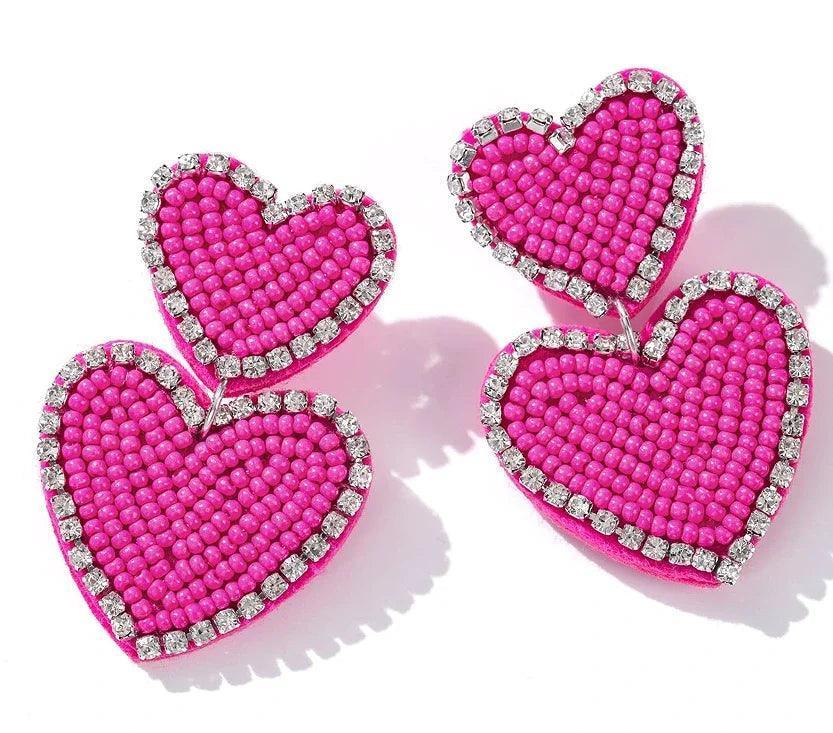 heart beaded earrings - basil boutique