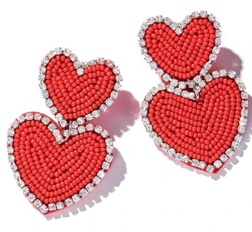 heart beaded earrings - basil boutique