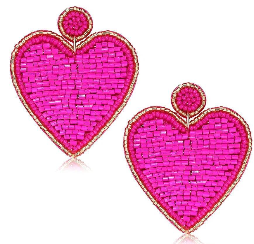 heart beaded earrings - basil boutique